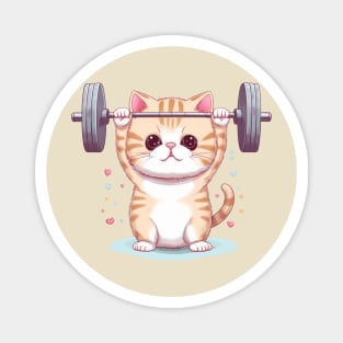 Cat Lifting Weights Magnet